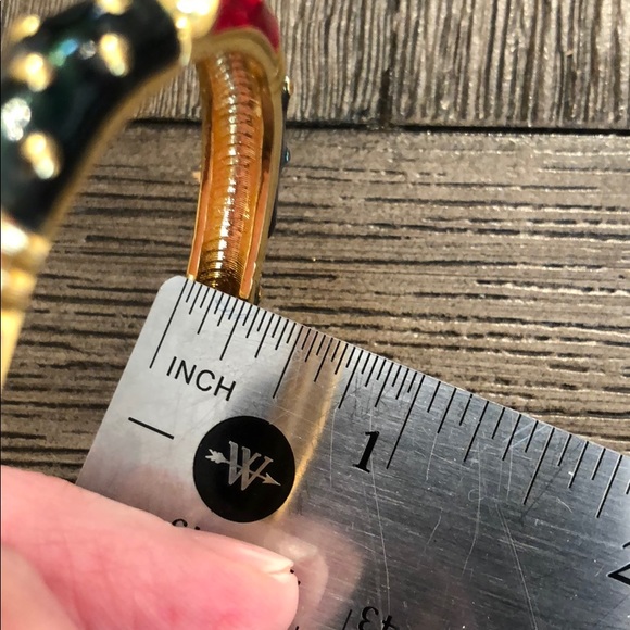 Vintage Goldtone Bracelet Red, Navy, Green Enamel - Picture 13 of 13